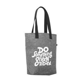 WoW! Robust shopping bag made from recycled PET plastic bottles. This RPET bag has long, woven cotton handles and extra wide base. Capacity approx. 18 litres.