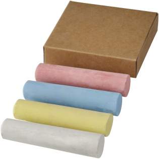 4 coloured pieces of chalk in a paper box. Decoration not available on components.
