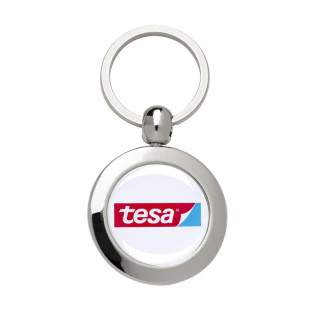 Steel key chain with sturdy key ring. Features domed branding to bring extra attention to your logo.