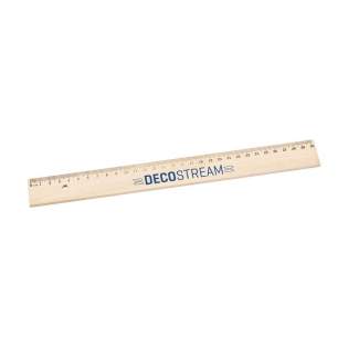 Wooden ruler (30 cm) with embedded metal strip.