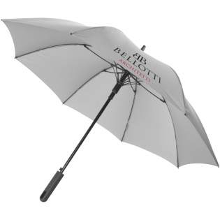 23" Noon automatic storm umbrella features a windproof system which provides maximum flexibility in stormy conditions. It has an automatic opening function, metal shaft with fiberglass ribs and soft touch rubberised handle. Includes a storage pouch.