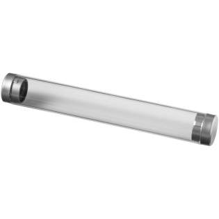Durchsichtiges, zylindrisches Stiftröhrchen mit schaumstoffgepolsterten Kappen an beiden Seiten für zusätzliche Stabilität und Schutz. Für 1 Stift bis 14 cm.