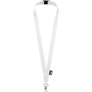Recycled PET lanyard with breakaway closure. High quality oval hook with lobster clip that is ideal for holding a name badge, ID card, or keys.
