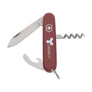 Original Swiss pocket knife from the Victorinox Officer's line; with ABS handle, connecting plates made of hard-anodised aluminium and tools made of 95% recycled steel. 6-pieces with 9 functions: knife, combi tool with can opener, bottle opener, wire stripper and screwdriver, corkscrew, keyring, tweezers and toothpick. Includes instructions and a lifetime guarantee. Victorinox knives are a worldwide symbol for reliability, functionality and perfection. Please note local rules may apply regarding the possession and/or carrying of knives or multitools in public. Each item is individually boxed.