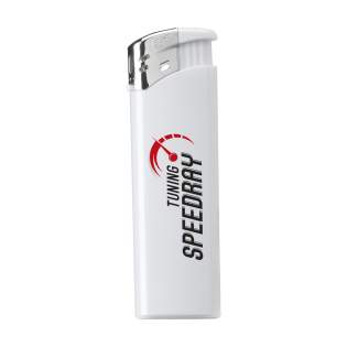 Electronic, refillable lighter with adjustable flame of the brand Flameclub®. Equipped with child lock. Possible with a full colour print. TÜV certified. Lighter are only supplied with print.