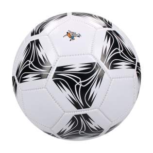 Promotional football with a sporty design. This size 5 football is made from a gloss finish PVC with 3 layers and 32 machine-sewn panels. The ball is 2mm thick, with a butyl rubber valve and latex bladder. This ball is supplied flat and will require inflating upon delivery.