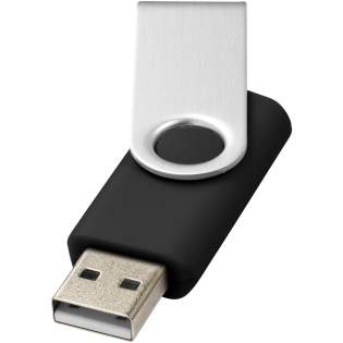 Quickly storing 16GB of files anywhere is always possible with the handy Rotate-basic 16GB USB flash drive. Besides this, it is also a great tool for subtly boosting brand awareness. Plug and play technology - compatible with Windows and MacOS operating systems. USB 2.0 with a write speed of 2.92 MB/s and read speed of 9.76 MB/s. The plastic flash drive has a 360-degree rotating aluminium body that allows easy opening and closing and prevents dirt from getting into the USB port.