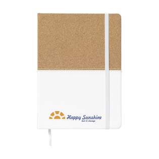 Duo style notebook of cork and imitation leather in handy and practical version with approx. 72 sheets of cream-coloured, lined paper (70 g/m²) and elastic closure.