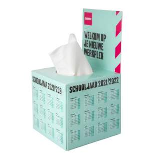 Viereckige Tissue-Box mit Klappe, gefüllt mit 50 Stück 2-lagigen Tissues