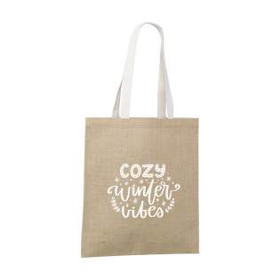 WoW! Tough, durable jute shopping bag with laminated interior and long woven cotton handles. Capacity approx. 8 litres. 
For information: due to the coarseness of the fabric, the ability to imprint small details of a logo, thin lines and small letters is limited. We may therefore, after receiving your logo, advise you to adjust or enlarge the logo.