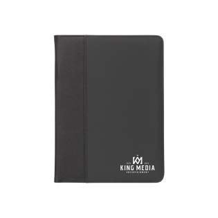 Conference/document folder made of 600D polyester/imitation leather in A4 format. Incl. detachable dual power calculator (incl. battery) writing pad and ballpoint pen..