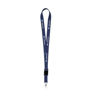Lanyard made of strong woven polyester, with metal carabiner hook. The lower section is detachable using the quick release plastic clip.