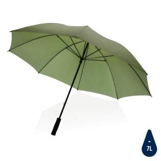 No greenwashing, but telling a true story about sustainability! This Impact umbrella is made with 190T RPET pongee with AWARE™ tracer. With AWARE™, the use of genuine recycled fabric materials and water reduction impact claims are guaranteed, by using the AWARE disruptive physical tracer and blockchain technology. Save water and use genuine recycled fabrics. With the focus on water 2% of proceeds of each Impact product sold will be donated to Water.org. The strongest rainstorm is no match for this 30 inch manual umbrella. It features a comfortable EVA grip handle and fibreglass frame and ribs for strength. Stormproof. This umbrella canopy has saved 7 litres of water and is made of 11,8 PET bottles (500ml). Water savings are based on figures when compared to conventional fiber. This calculated indication is based on reliable LCA data as published by Textile Exchange in their Material Snapshots 2016.