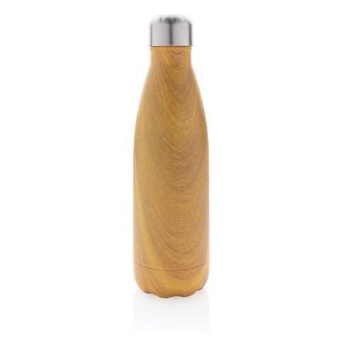 This sleek looking leakproof vacuum insulated stainless steel water bottle will keep you hydrated on the go wherever you are. The all over wood print on the body makes the bottle a real eye catcher. The bottle keeps chilled beverages cold for up to 15 hours and hot drinks warm for up to 5 hours. Capacity 500ml. BPA free.